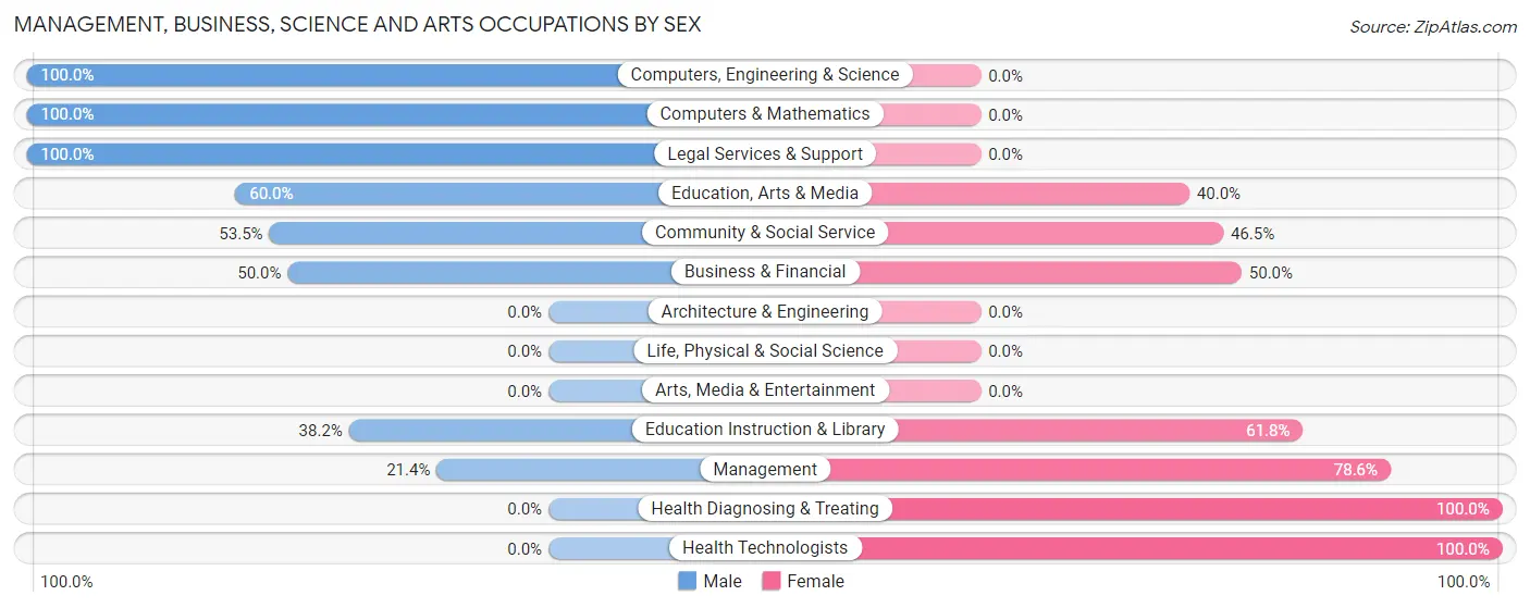 Management, Business, Science and Arts Occupations by Sex in Zip Code 45682