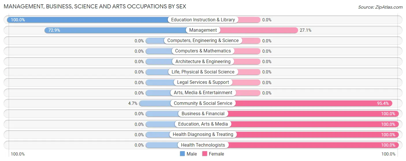 Management, Business, Science and Arts Occupations by Sex in Zip Code 45685