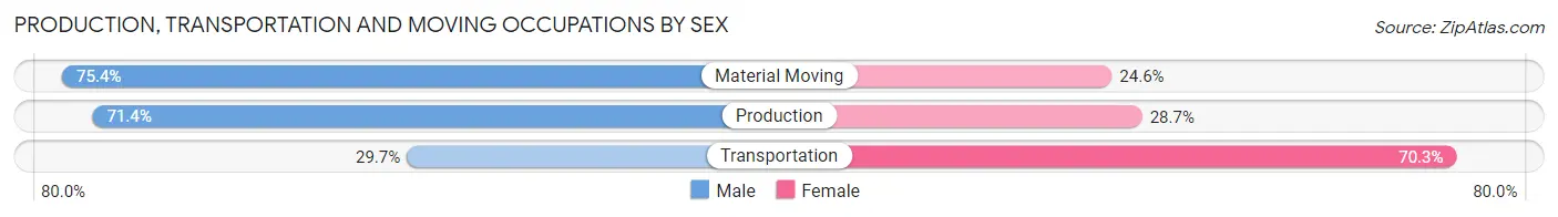 Production, Transportation and Moving Occupations by Sex in Zip Code 45686