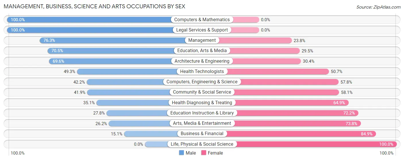 Management, Business, Science and Arts Occupations by Sex in Zip Code 45690
