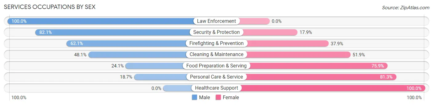 Services Occupations by Sex in Zip Code 45690