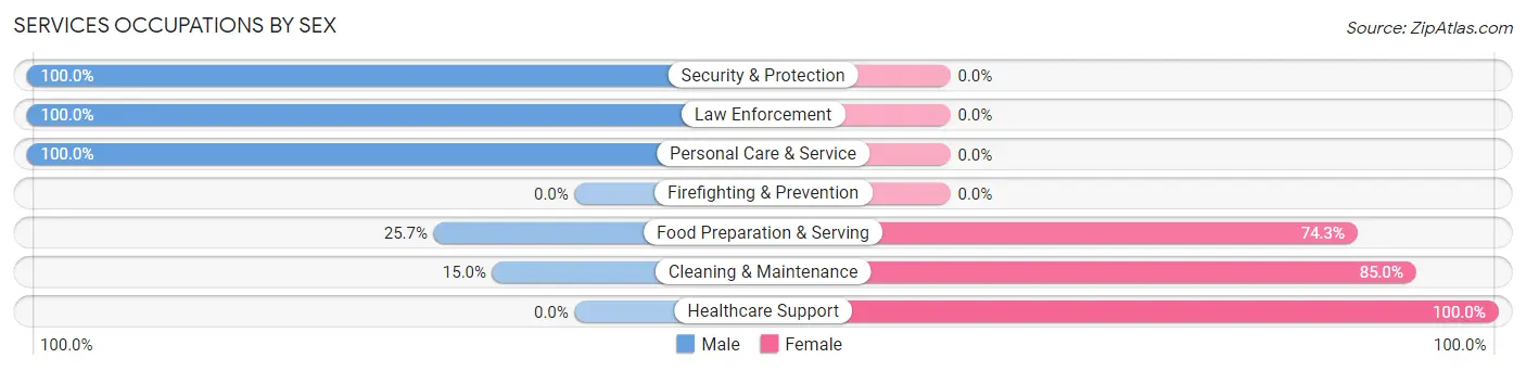 Services Occupations by Sex in Zip Code 45692