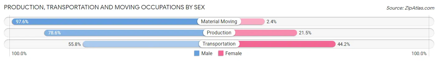 Production, Transportation and Moving Occupations by Sex in Zip Code 45694