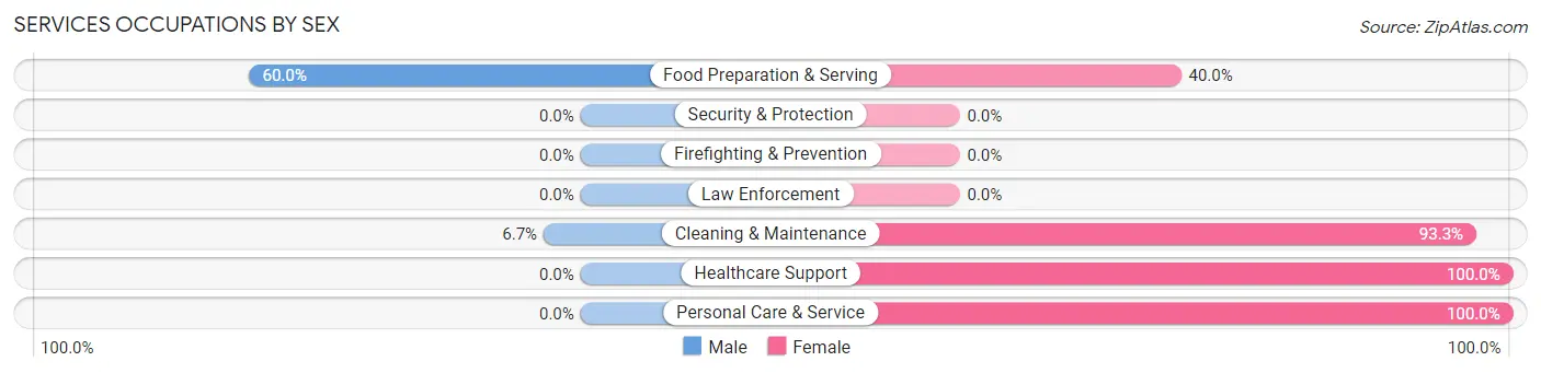 Services Occupations by Sex in Zip Code 45740