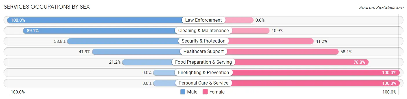 Services Occupations by Sex in Zip Code 45769