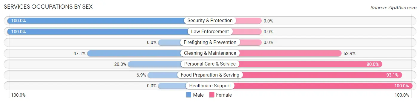 Services Occupations by Sex in Zip Code 45771