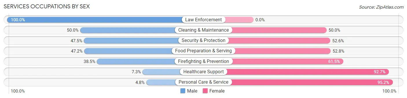 Services Occupations by Sex in Zip Code 45801