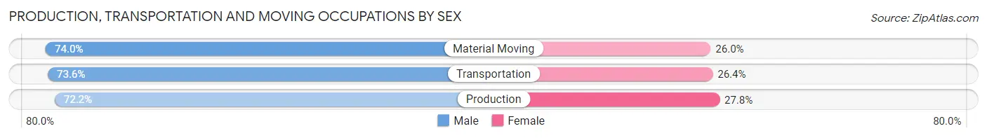 Production, Transportation and Moving Occupations by Sex in Zip Code 45805
