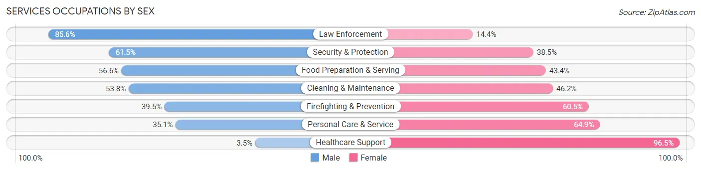 Services Occupations by Sex in Zip Code 45805