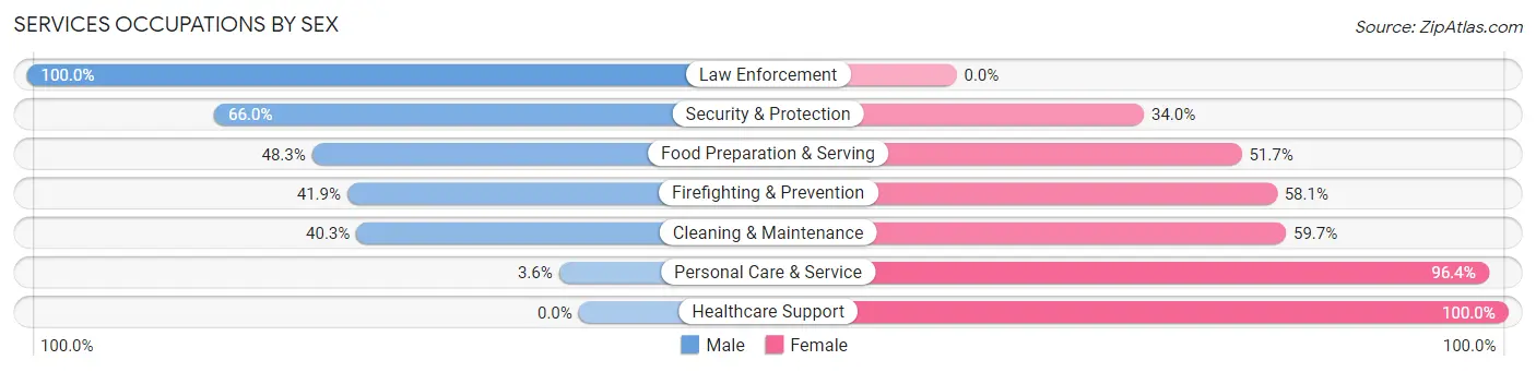 Services Occupations by Sex in Zip Code 45810