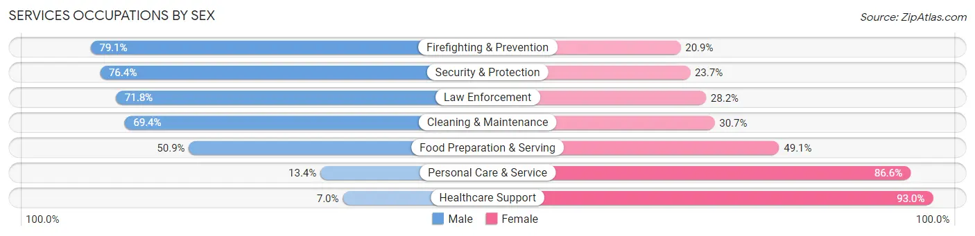 Services Occupations by Sex in Zip Code 45840
