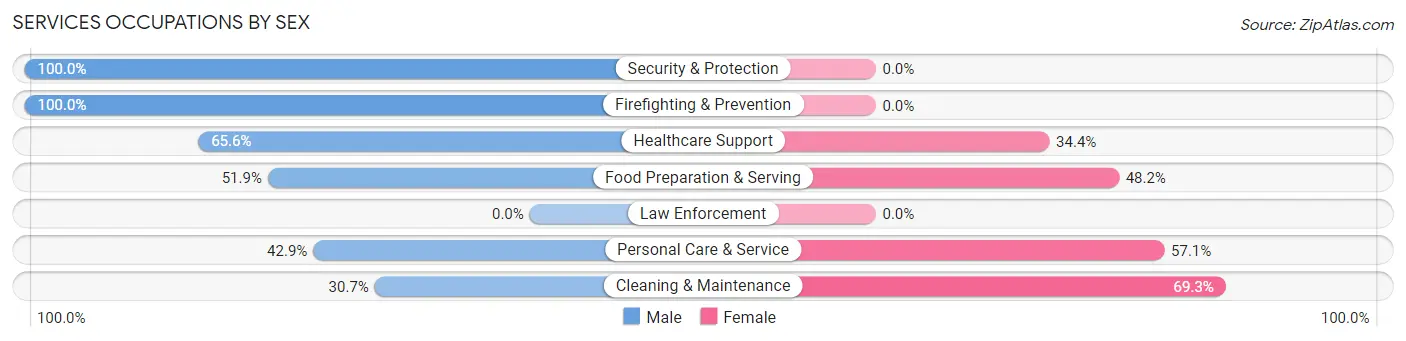 Services Occupations by Sex in Zip Code 45843