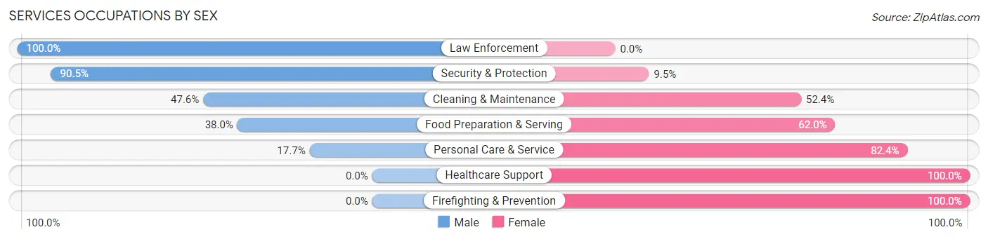 Services Occupations by Sex in Zip Code 45845