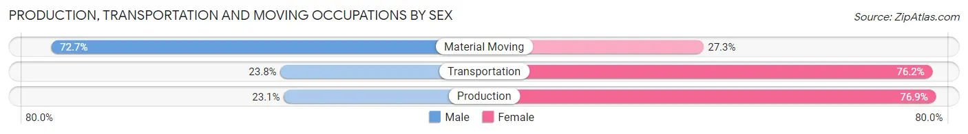 Production, Transportation and Moving Occupations by Sex in Zip Code 45861