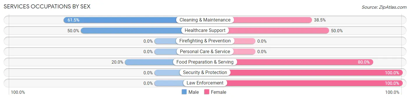 Services Occupations by Sex in Zip Code 45862