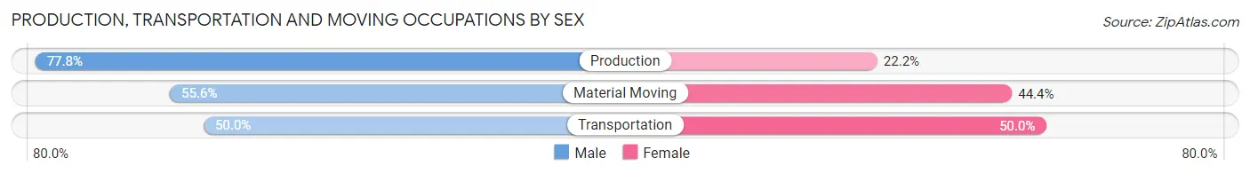Production, Transportation and Moving Occupations by Sex in Zip Code 45866