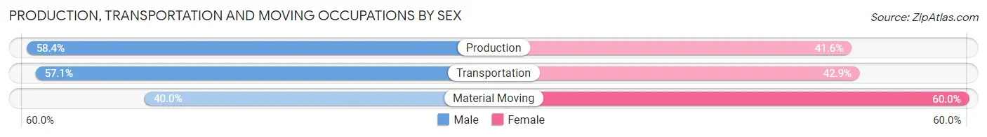 Production, Transportation and Moving Occupations by Sex in Zip Code 45881
