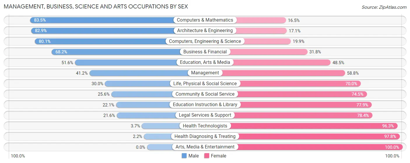 Management, Business, Science and Arts Occupations by Sex in Zip Code 45885