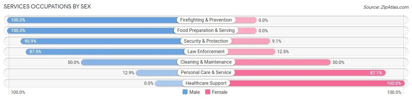 Services Occupations by Sex in Zip Code 45890