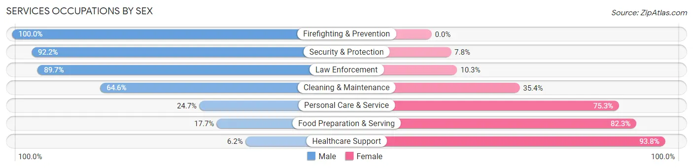 Services Occupations by Sex in Zip Code 45891