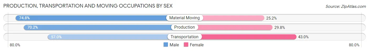Production, Transportation and Moving Occupations by Sex in Zip Code 46017