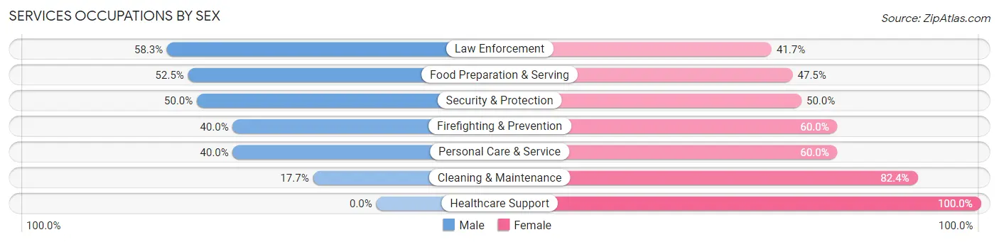 Services Occupations by Sex in Zip Code 46048