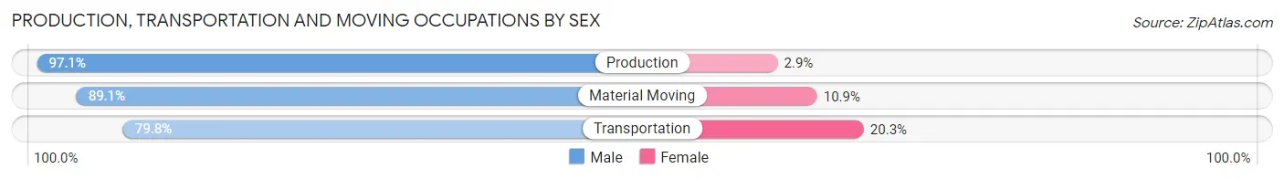 Production, Transportation and Moving Occupations by Sex in Zip Code 46056