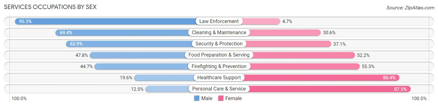 Services Occupations by Sex in Zip Code 46064