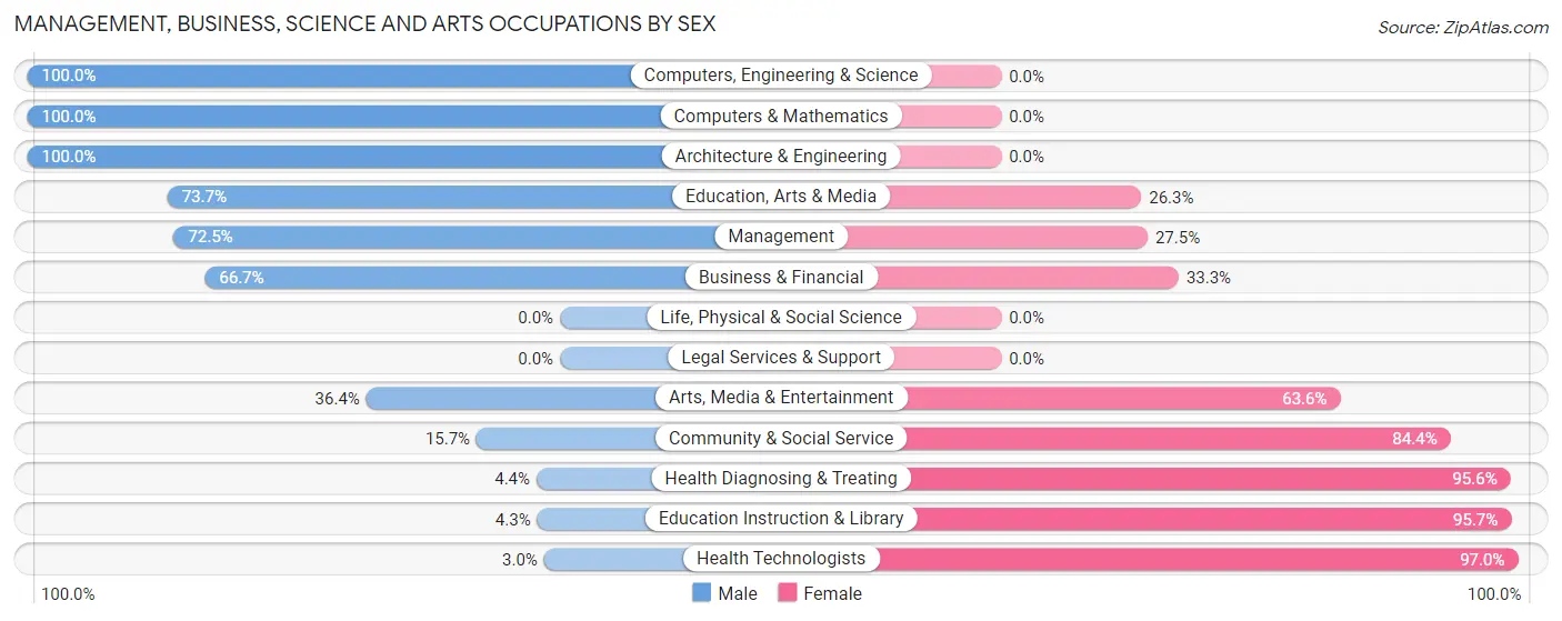 Management, Business, Science and Arts Occupations by Sex in Zip Code 46065