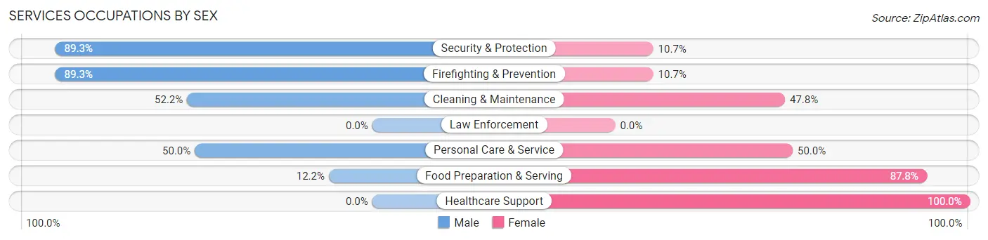 Services Occupations by Sex in Zip Code 46065