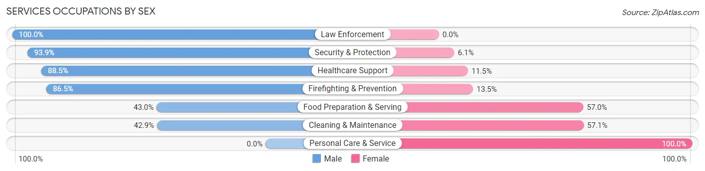 Services Occupations by Sex in Zip Code 46075