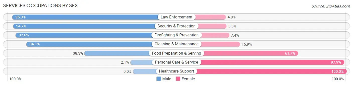 Services Occupations by Sex in Zip Code 46112