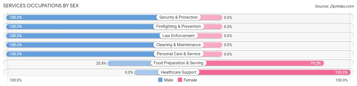Services Occupations by Sex in Zip Code 46115