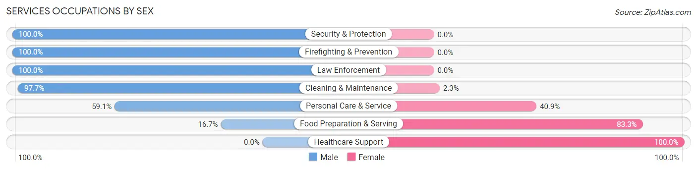 Services Occupations by Sex in Zip Code 46118