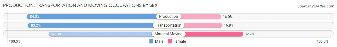 Production, Transportation and Moving Occupations by Sex in Zip Code 46121