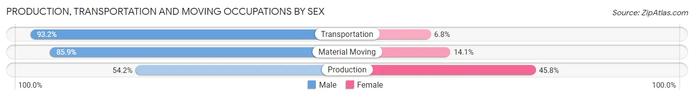 Production, Transportation and Moving Occupations by Sex in Zip Code 46142