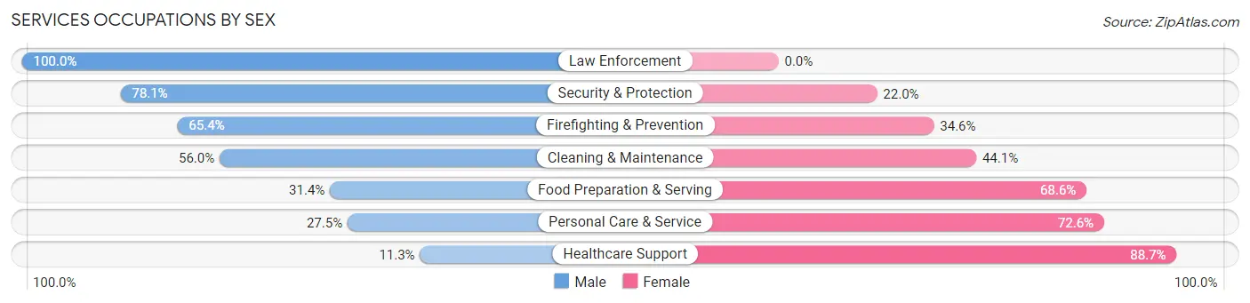 Services Occupations by Sex in Zip Code 46147