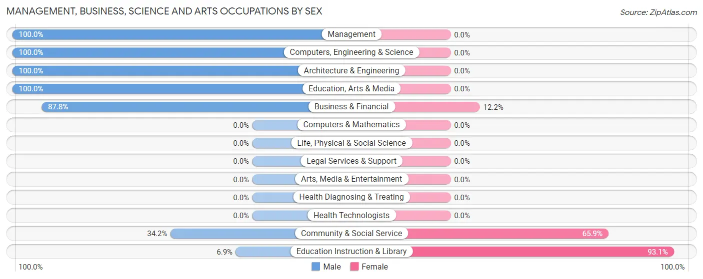 Management, Business, Science and Arts Occupations by Sex in Zip Code 46156