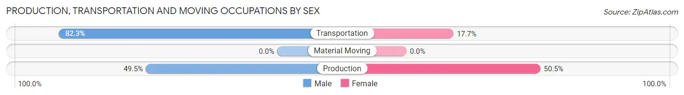 Production, Transportation and Moving Occupations by Sex in Zip Code 46156