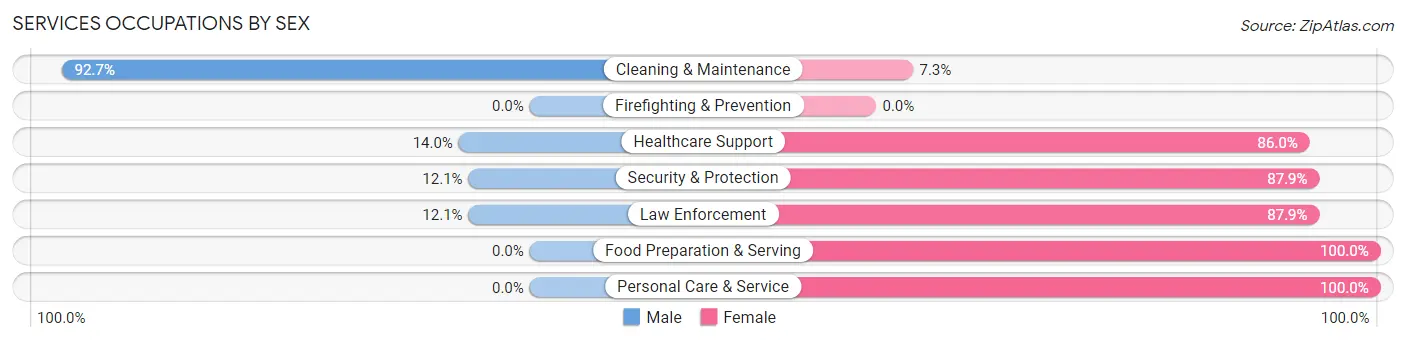 Services Occupations by Sex in Zip Code 46157