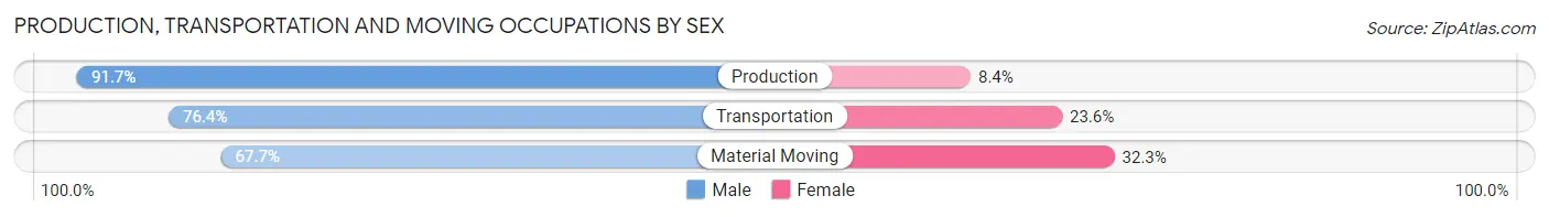 Production, Transportation and Moving Occupations by Sex in Zip Code 46163