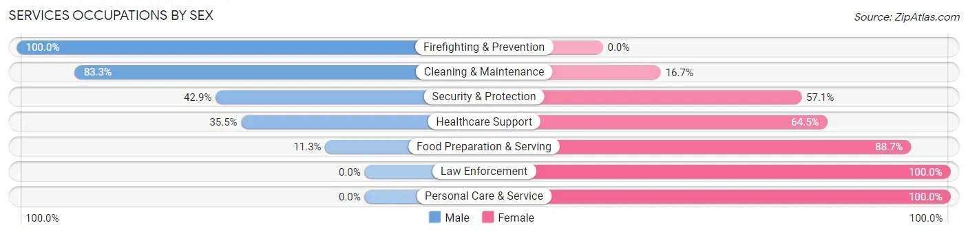 Services Occupations by Sex in Zip Code 46166