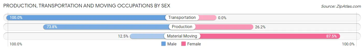 Production, Transportation and Moving Occupations by Sex in Zip Code 46180