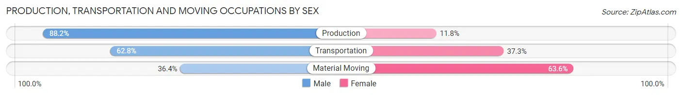 Production, Transportation and Moving Occupations by Sex in Zip Code 46181