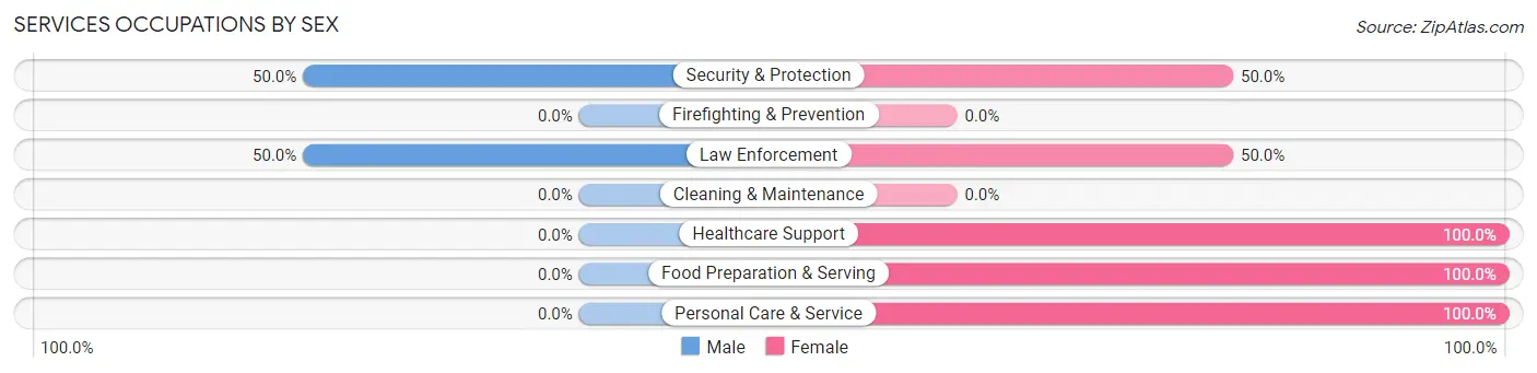 Services Occupations by Sex in Zip Code 46182