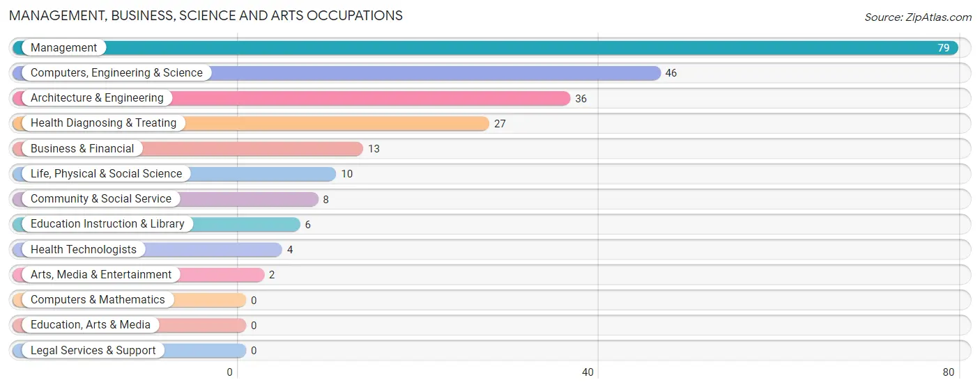 Management, Business, Science and Arts Occupations in Zip Code 46186