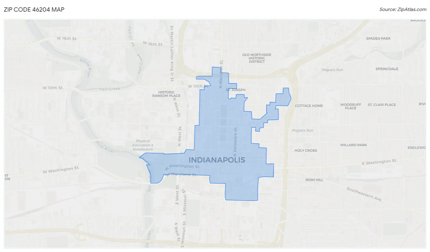 Zip Code 46204 Map