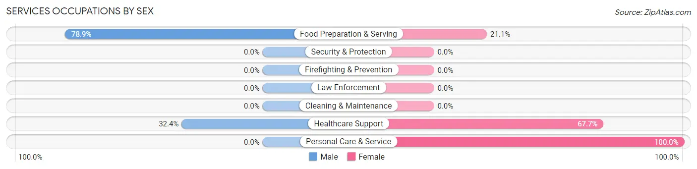 Services Occupations by Sex in Zip Code 46204