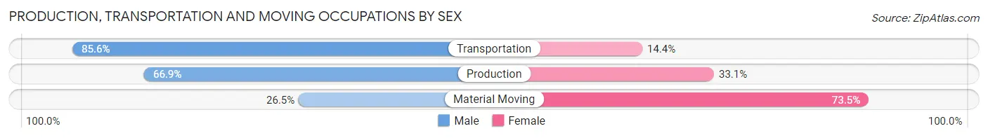 Production, Transportation and Moving Occupations by Sex in Zip Code 46225