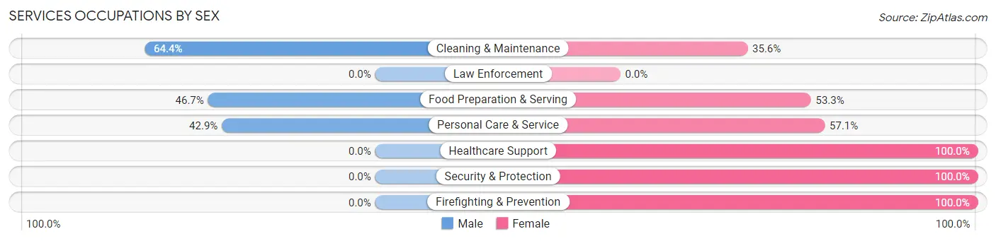 Services Occupations by Sex in Zip Code 46225